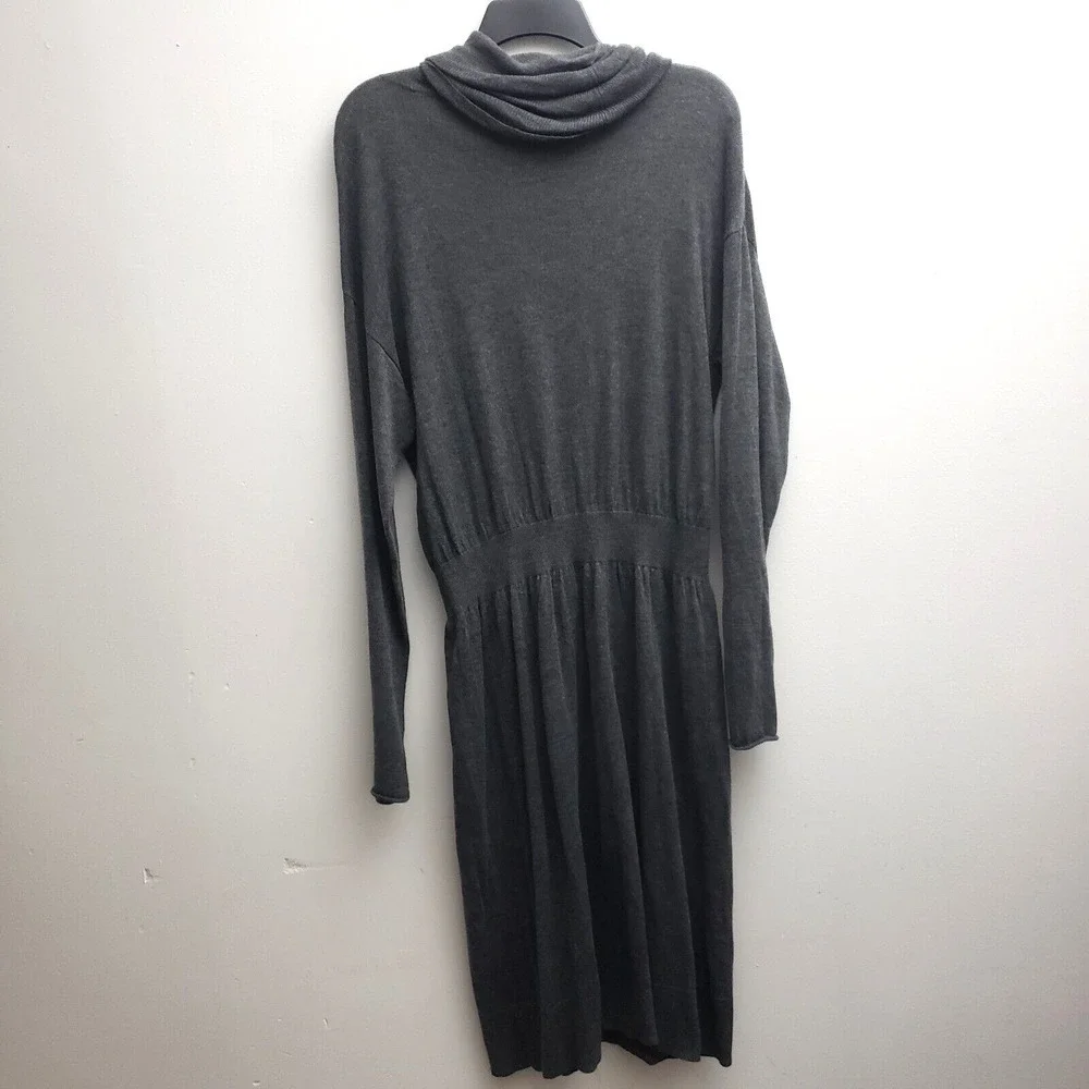 Daisy Fuentes Cowl Neck Sweater Dress XL Solid Gray Long Sleeves Midi NWT - Picture 4 of 6